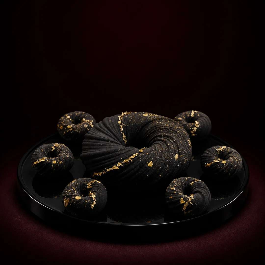 Black and gold entremet